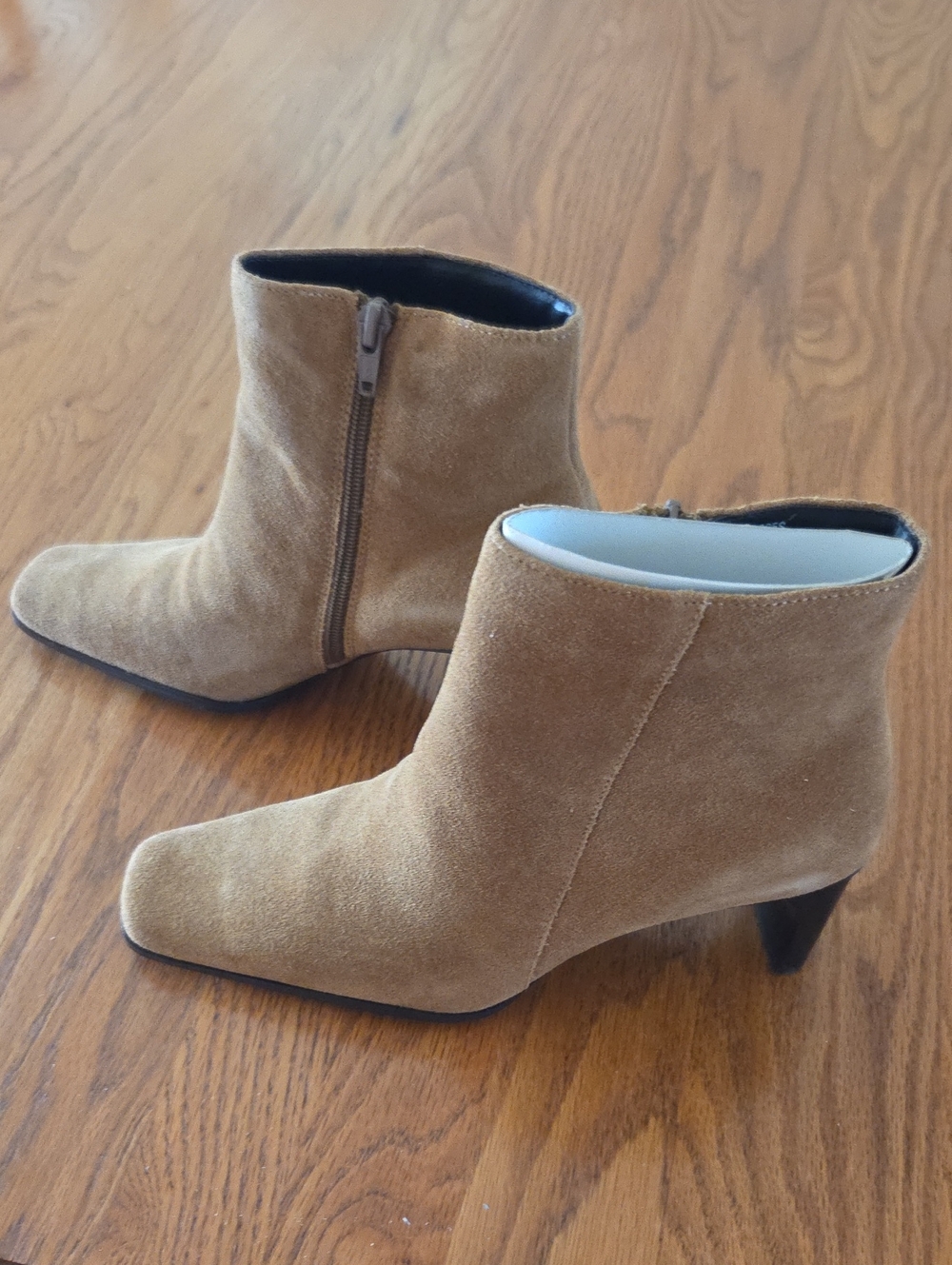White Mountain Suede Ankle Boots in Golden Tan - Women's Fashion Booties